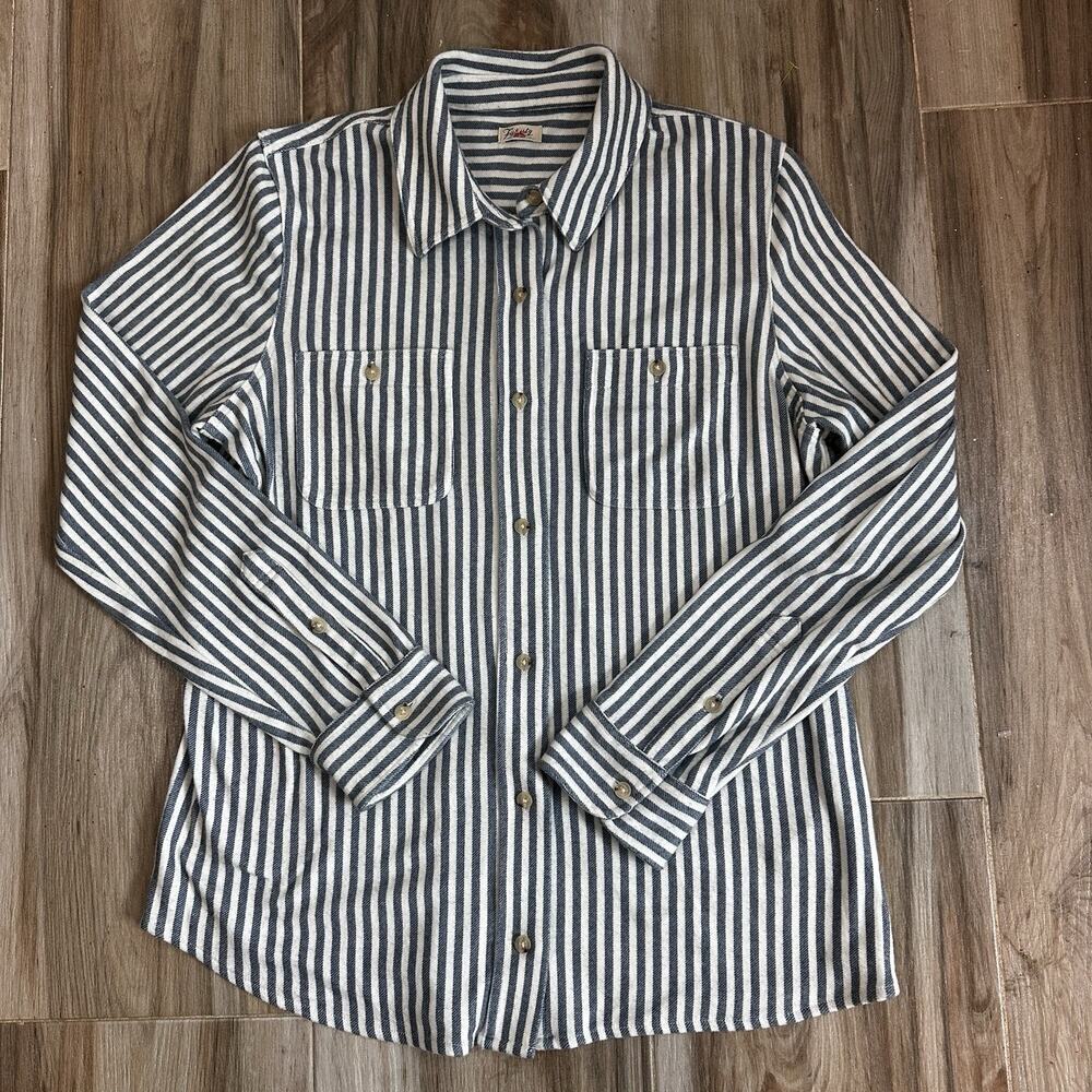 Faherty Blue and White Stripe Long Sleeve Button Down Shirt Size XL 0066